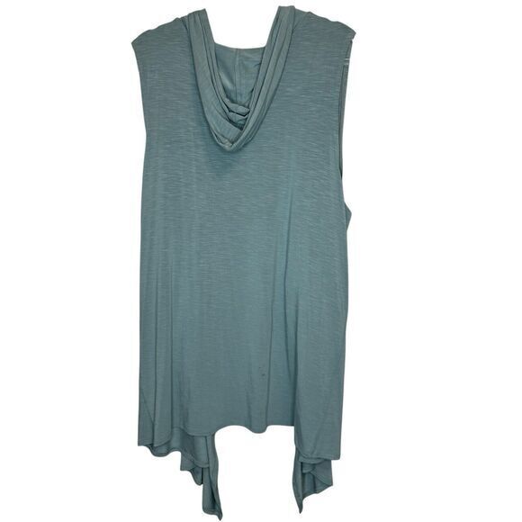 LOGO Lori Goldstein Size 3X Sleeveless Open Front Hooded Cardigan Jersey Knit - Picture 2 of 4